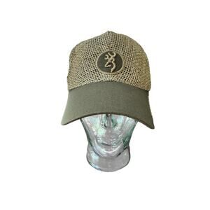 Vintage Browning Buckmark Straw Hat Woven Mesh Cap Hunting Outdoors Hunting